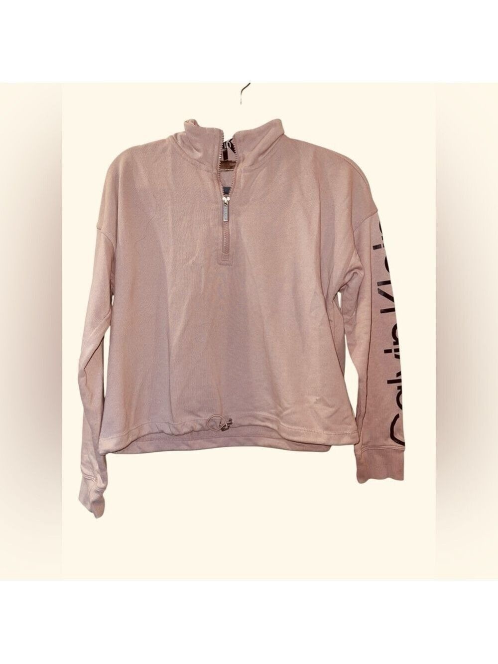 Calvin Klein Women’s Logo 1/4 Zip Pink Sweatshirt Pullover Size: Medium